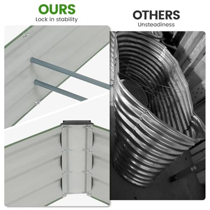 G GOOD GAIN 2Pcs Galvanized Raised Garden Bed 8x4x1ft for Herbs, OliveGreen - color: Olive Green