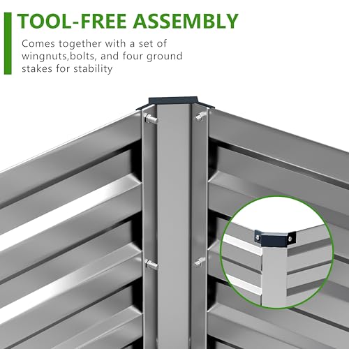 2PCS 7x3x1ft Galvanized Raised Garden Bed,Outdoor Planter Box Metal Patio Kit Planting Bed for Vegetables Flowers Herb,Silver - size: 7x3x1(2PCS), style: Sliver