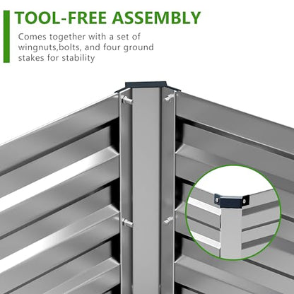 2PCS 7x3x1ft Galvanized Raised Garden Bed,Outdoor Planter Box Metal Patio Kit Planting Bed for Vegetables Flowers Herb,Silver - size: 7x3x1(2PCS), style: Sliver