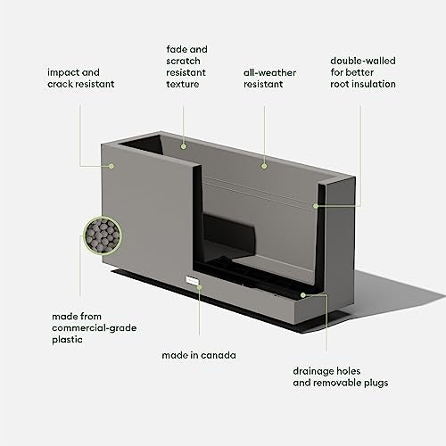Veradek Block Series Long Box Planter - Rectangular Outdoor Planter - color: Gray, size: Medium
