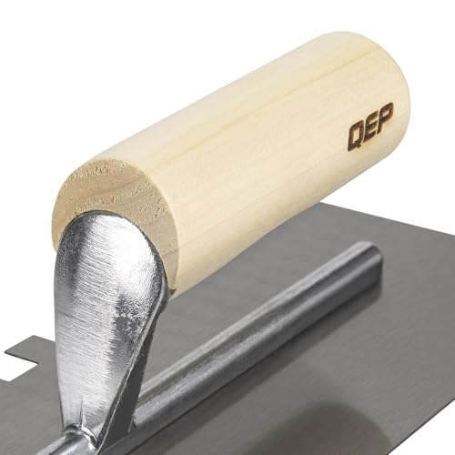 QEP 1/2" x 1/2" x 1/2" Square Notch Carbon Steel Trowel w/Wood Handle