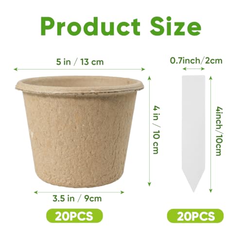 20 Pack 5 Inch Biodegradable Nursery Peat Pots