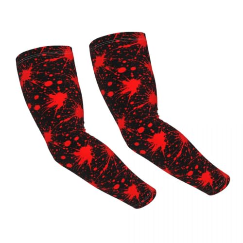Bulldog Cooling Arm Sleeves Sunscreen Arm Cover With Thumb Hole - color: Classic Horror Blood Splatter Black