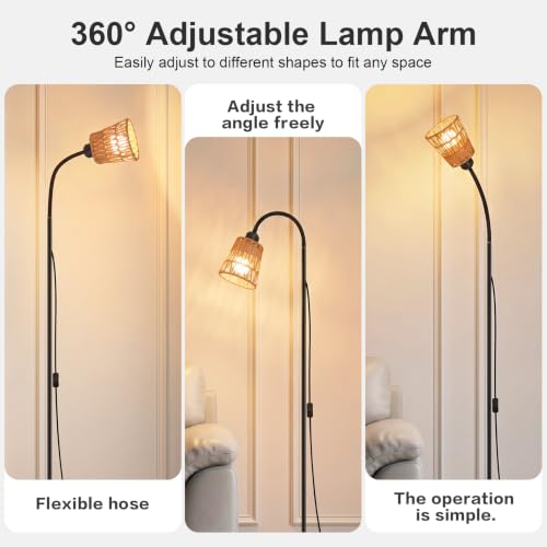 Boho Black Floor Lamp for Living Room,Bulb Included - color: Black-1