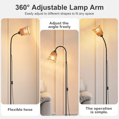 Boho Black Floor Lamp for Living Room,Bulb Included - color: Black-1