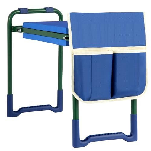 Garden Kneeler and Seat with thicker and Wider Soft Kneeling Pad ,Heavy Duty Garden Stool with 2 large Tool Pouches, Portable Garden kneeler,Gardening Gift for Women Mum Men sennior and gardeners