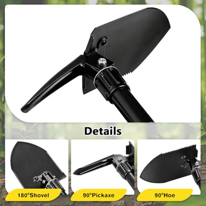 Folding Shovel, 18.5'' Lightweight Camping Shovel - color: Black, size: 18'' Medium