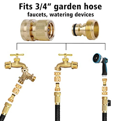 Brass Hose Quick Connect, 3/4 Inch GHT Garden Hose Quick Connector - size: 2 Packs