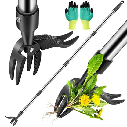 Stand Up Weed Puller Tool with 58″ Long Handle, Manual Weeder Tool