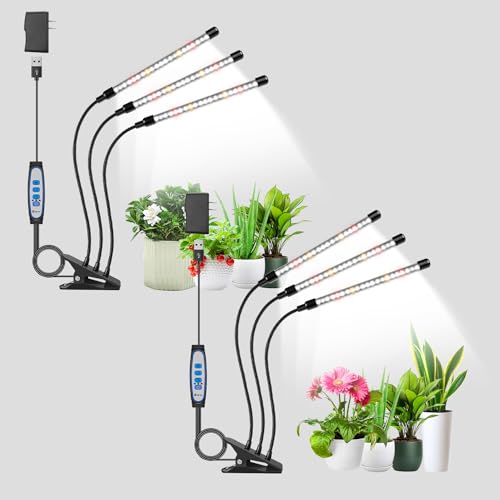 Wolezek Grow Lights for Indoor Plants with Clip, Full Spectrum 6000K - color: White-3 Head