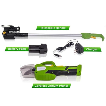 Serenelife Cordless Pruning Shears & Branch Cutter - Electric Pruner with 6 feet of Extension Reach - Rechargeable Battery & .98 IN Cutting Diameter - Ideal for Bushes, Roses, Gardens & Branches - style: SharpX