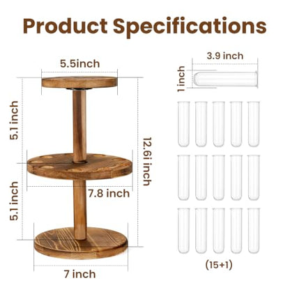Plant Propagation Station, 15 Propagation Tubes with Wooden Stand - size: Double layer