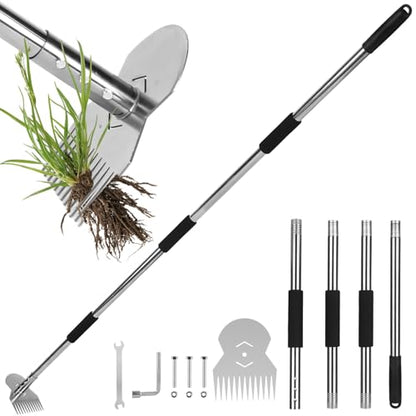 Garden Tools,Weeder Tool,63" Weed Puller Tool with Long Handle,Easy Weeding Without Bending or Squatting Down,Weeding Tools Suitable for Farm Planting,Gardening(Silver 12 Claws)