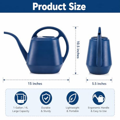 Fasmov Plastic Watering Can, Blue, 1-Gallon