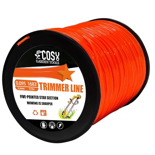 .095" String Trimmer Line, 5LB Orange Pentagon Weed Wacker String - size: 5LB x .095 in