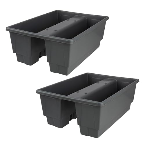 Pure Garden Railing Planter - 20.75-Inch Flower Box with Drainage Insert - 6-Gallon Outdoor Planter Box - Deck, Porch, or Balcony Planter (Gray)