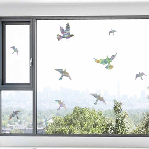 Anti Collision Window Bird Stickers Decals Glass Door Protect and Save Bird Strikes (Reflective) - color: Reflective