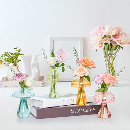 XXXFLOWER Glass Mushroom Vase Propagation Planter Window Plant - size: 4PCS Mushroom Vase