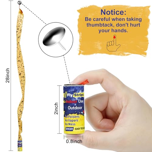 40 Pcs Fly Trap Strips Indoor Outdoor, Fruit Fly Paper Tape Sticky with Pin - size: 40 pack
