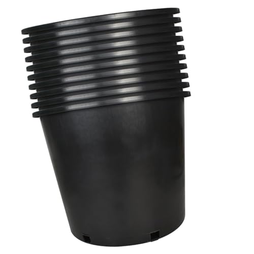 findmall 1/2/3/5/7/10/15 Gallon Pots for Plants, 7 Gallon Premium Nursery Plastic Planter Flower Herb Vegetable Garden Grow Pots with Drainage Holes for Outdoor and Indoor Use, Black, 10 Pack - size: 7 Gallon-10 PCS