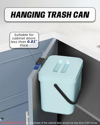 1.8 Gal Hanging Trash Can with Lid, Kitchen Garbage Bin 7L/Blue - color: BLUE, size: 7 L / 1.8 Gal - Lid