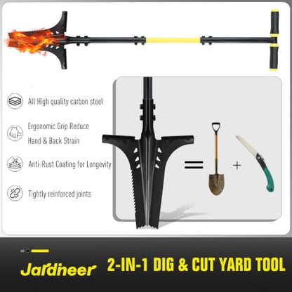 Jardineer Thickened Root Shovel, 45 Inch Serrated Digging Spade
