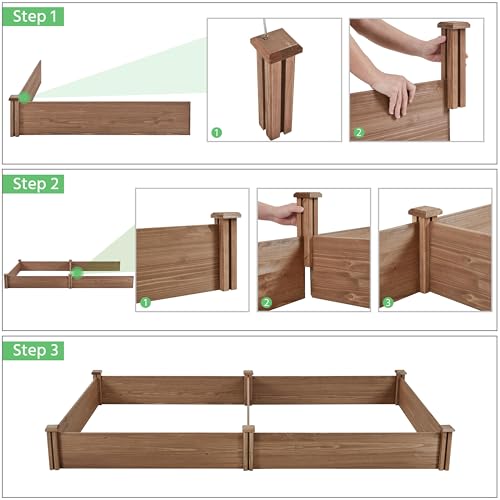 Yaheetech Wooden Raised Garden Bed Outdoor Planter Box, Dark Brown - color: Dark Brown, size: 8ft x 4ft