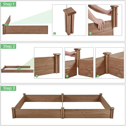 Yaheetech Wooden Raised Garden Bed Outdoor Planter Box, Dark Brown - color: Dark Brown, size: 8ft x 4ft