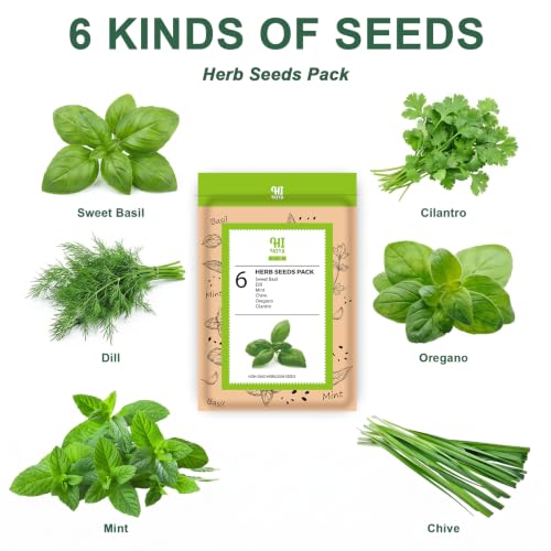 Herb Seed Pod Kit with Basil Mint Cilantro Mixed, Grow Anything Seed Starter Pod Kit for Hydroponics Growing System with Plant Food, Seeds Included Basil, Dill, Oregano, Chive (8-Pod-n) - color: Herb
