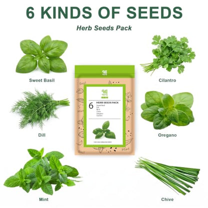 Herb Seed Pod Kit with Basil Mint Cilantro Mixed, Grow Anything Seed Starter Pod Kit for Hydroponics Growing System with Plant Food, Seeds Included Basil, Dill, Oregano, Chive (8-Pod-n) - color: Herb