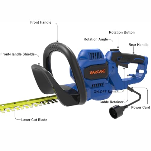 GARCARE 4.5Amp Corded Electric Hedge Trimmer with 24" Dual-Action Blade - color: Blue