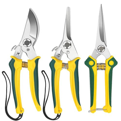 EWPJDK 3 Pack Garden Pruning Shears Scissors Clippers (Yellow) - style: Anvil