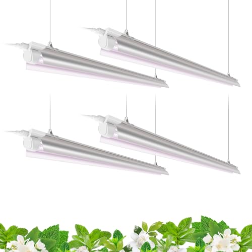 Barrina T8 LED Grow Light 4FT, Full Spectrum, Pinkish White, 4 Packs - color: Pinkish White, size: 4ft-4 Packs