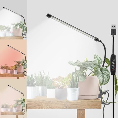 LED Grow Lights for Indoor Plants,6000K Clip Plant Light with White Red LED - color: White, size: 1 Head