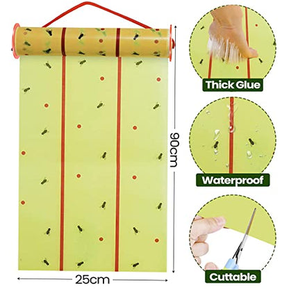 Qualirey 2 Pcs Giant Flypaper Fly Traps, 295ft Sticky Yellow and Green - color: Yellow