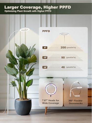 GLOWRIUM Tall Plant Grow Light for Indoor Plants, Full Spectrum Plant Light - color: White