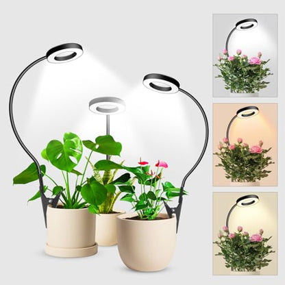 wolezek 2 in 1 Grow Lights for Indoor Plants, 3 Colors 48 LEDs Plant Lights - color: Black 3 Pack