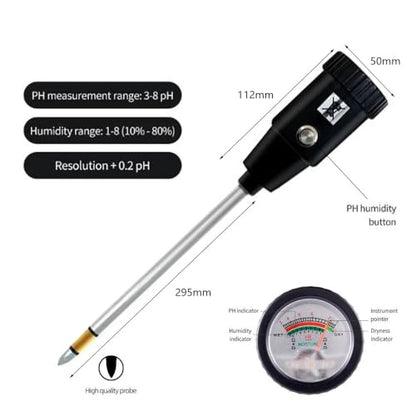 Soil Meters,Soil Test Kit,Soil PH/Moisture Tester Heavy Duty 295mm Long Probe&Large Screen for Garden Lawn Farm Indoor Outdoor Plants (No Battery Needed)