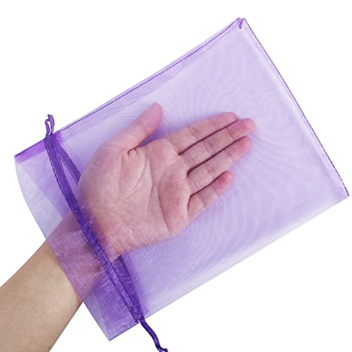HRX Package 100pcs Mesh Organza Bags 6x9 in for Gift Giving, Large (Purple) - color: purple