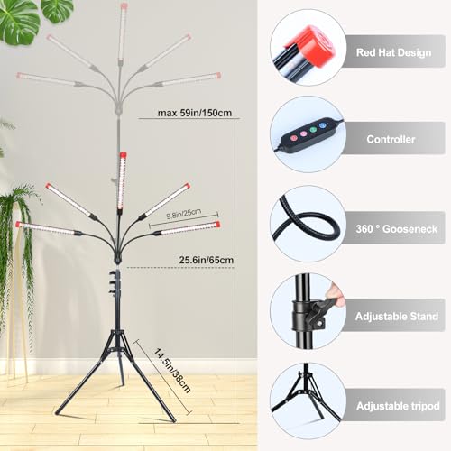 FECiDA Gamechanger 45W Bright Stand Plant Lights for Indoor Growing - size: 5-Tube