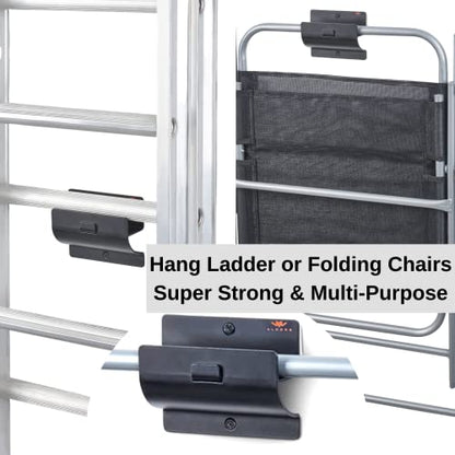 Ladder Hanger Set of 4 for Garage Wall - Black Heavy Duty Utility Hook - color: Black, size: Pack of 4 Hooks