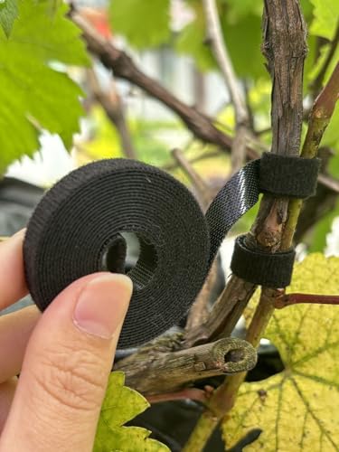 3Roll 200cm Nylon Plant Ties Self Adhesive Cable Twine Fastener Tape (Black) - color: Black