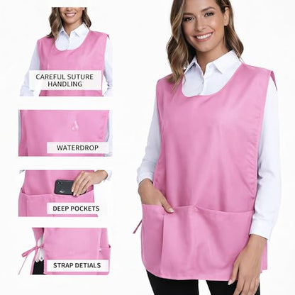 Xeoxarel Unisex Cobbler Apron with 3 Deep Pockets, Smock Vest Apron - color: 3 Pack - Pink