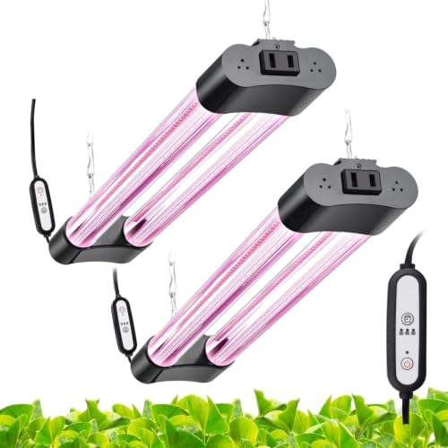 Hlite LED Grow Light 16 inch, Hanging Full Spectrum Linkable 2 Pack - color: Pinkish White, size: 16 inch-2 Pack&Timer