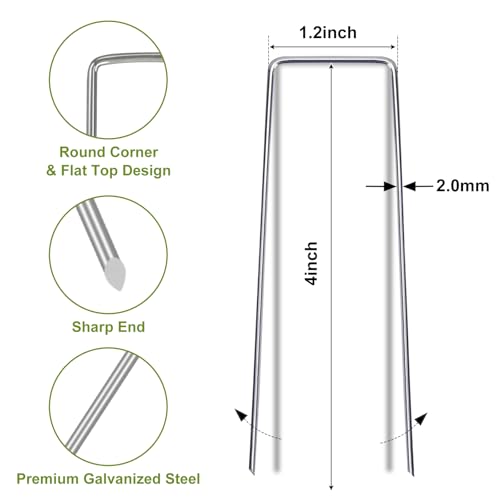 Whonline 200 Pack Landscape Staples 4 Inch, 12 Gauge Garden Staples - color: 4 Inch-200 Pcs