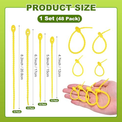 M METERXITY 48-Pack Adjustable Plant Ties, 4.7/5.9/6.7/8.2 Inch Silicone Flexible Multi-Function Garden Twist Tie for Crafts/Gift Wrapping/Gardening Plants, Reusable Support Twine [Yellow] - color: Yellow