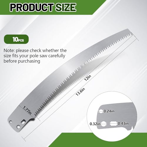 Yaocom 10 Pcs 12 Inch Pole Saw Blade Tree Pruner Replacement Blade Compatible with Corona TP 3841 TP 3811 TP 3714 TP 3712 TP 3702 TP 2712 TP 2612 TP 2512 Pruning Saws Trimmers, 3 Cutting Surface