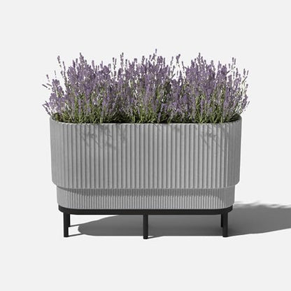 Veradek Demi Series Raised Long Planter - Wide Planter with Stand - color: Grey/Black, size: 30 inch