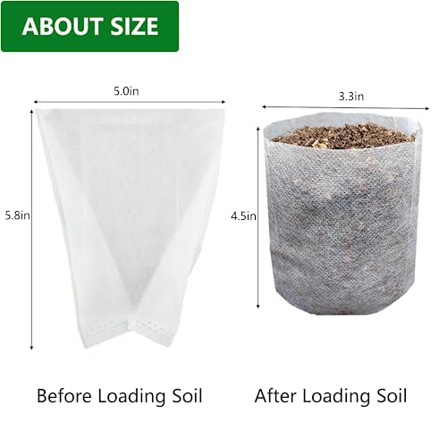 200Pcs Nursery Growing Bags, 5.8"x5" Small Grow Bag for Plants, Fabric Plant pots, Potato, Flower, Tomato Solid Seed Starter - size: 200pcs 5.8"x5"