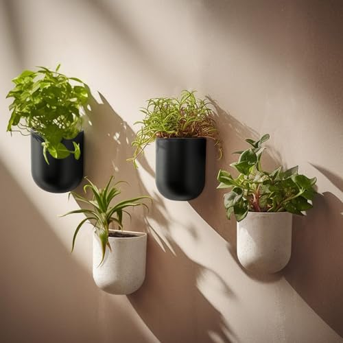 LA JOLIE MUSE Wall Planters for Indoor Plants, Hanging Flower Pots, 2 Pack - color: Black